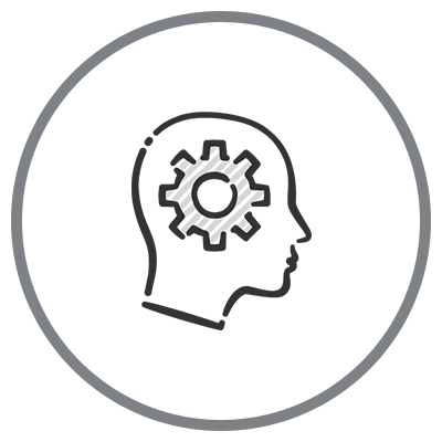 Smart Design Icon - Cog in Head Outline